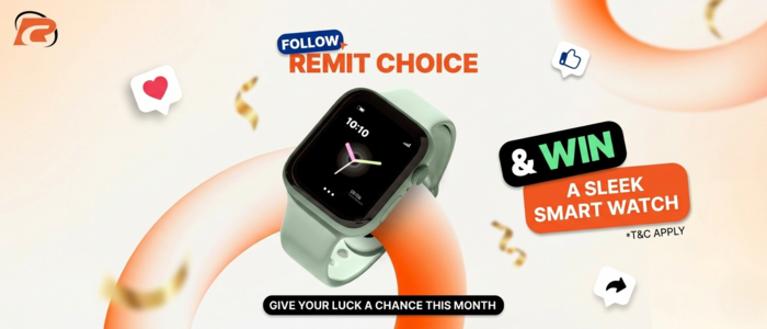 Follow Remit Choice and win a sleek smartwatch in the Follow & Win campaign.